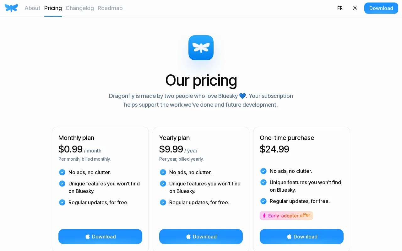 Dragonfly — pricing page