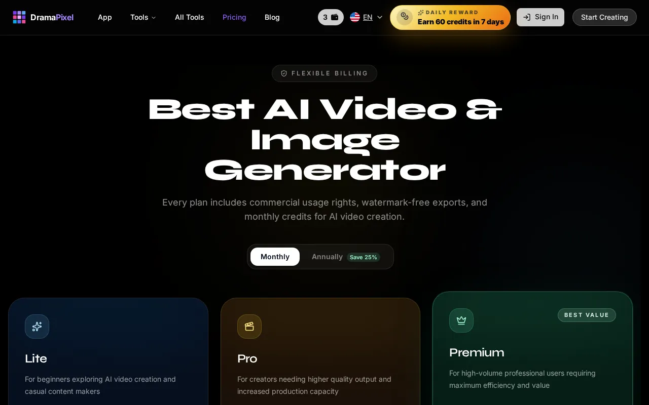 DramaPixel — pricing page