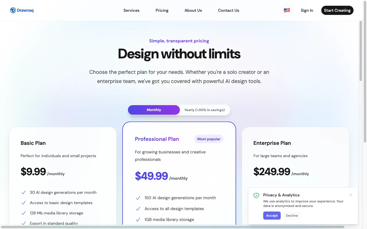 Drawnaq — pricing page