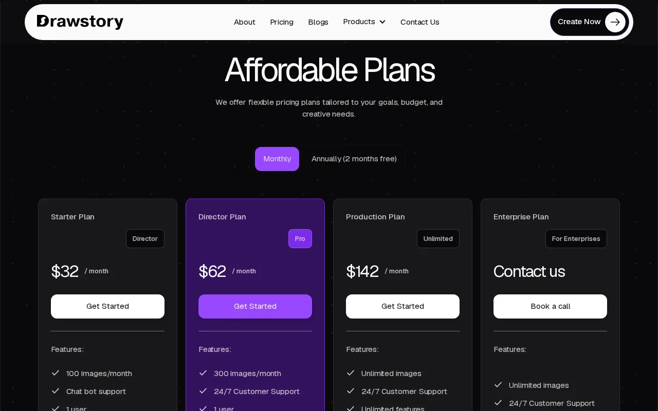 Drawstory — pricing page