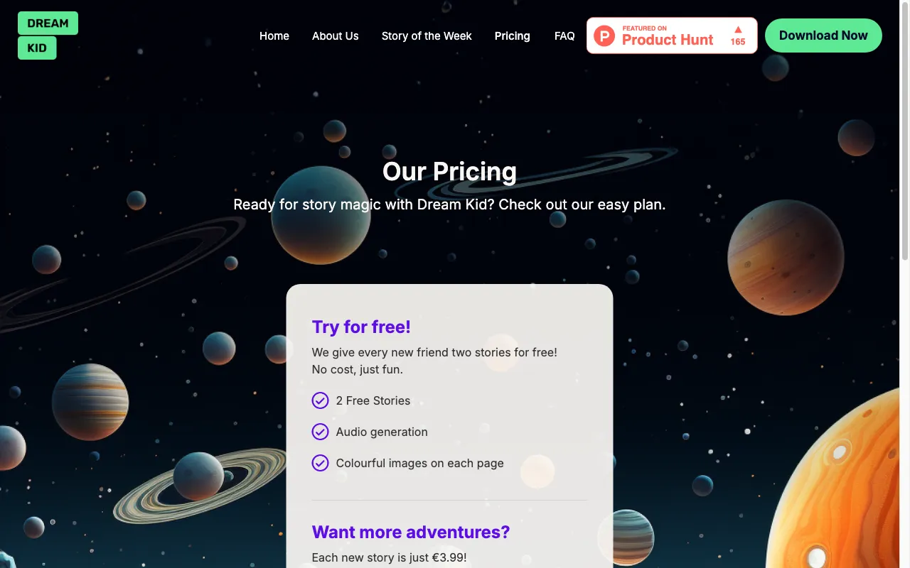 Dream Kid — pricing page