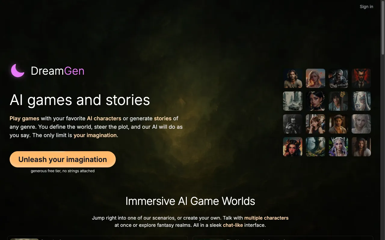 DreamGen — preview screenshot