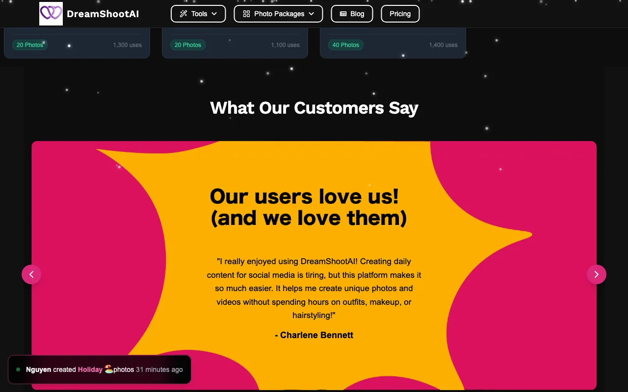 DreamShootAI — pricing page