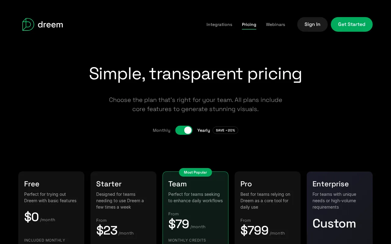 Dreem — pricing page