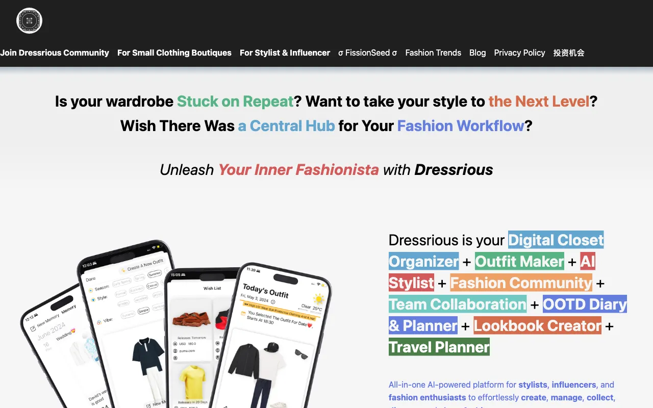 Dressrious — preview screenshot