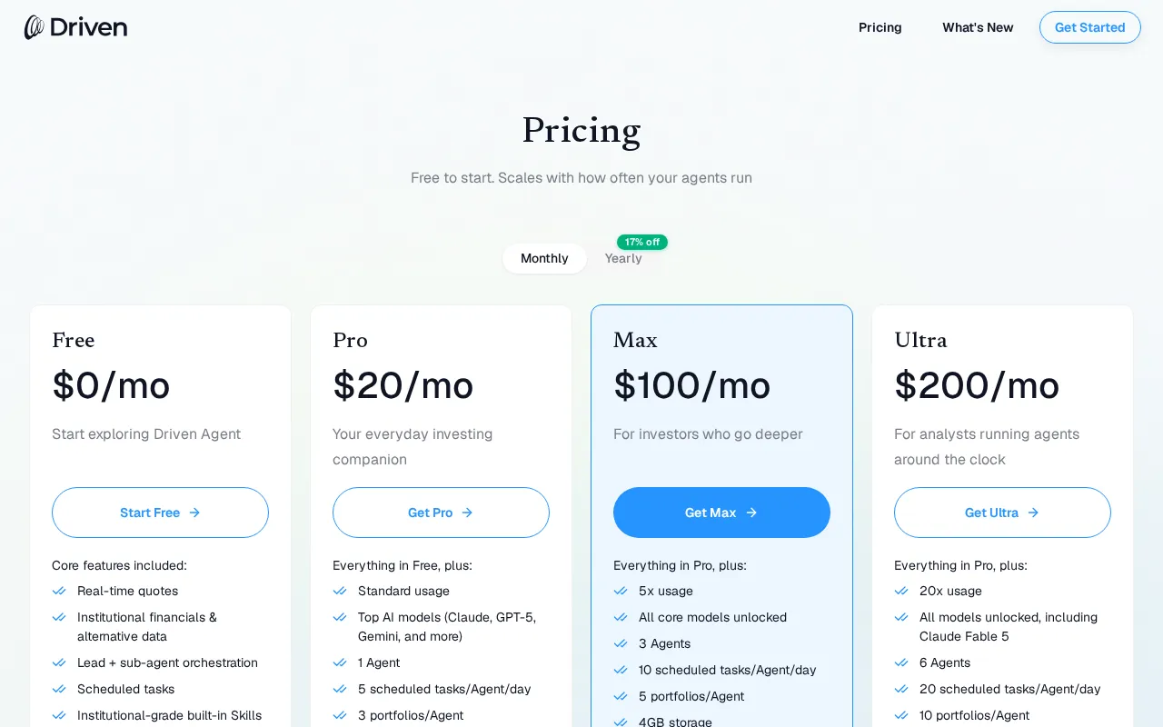 Driven — pricing page