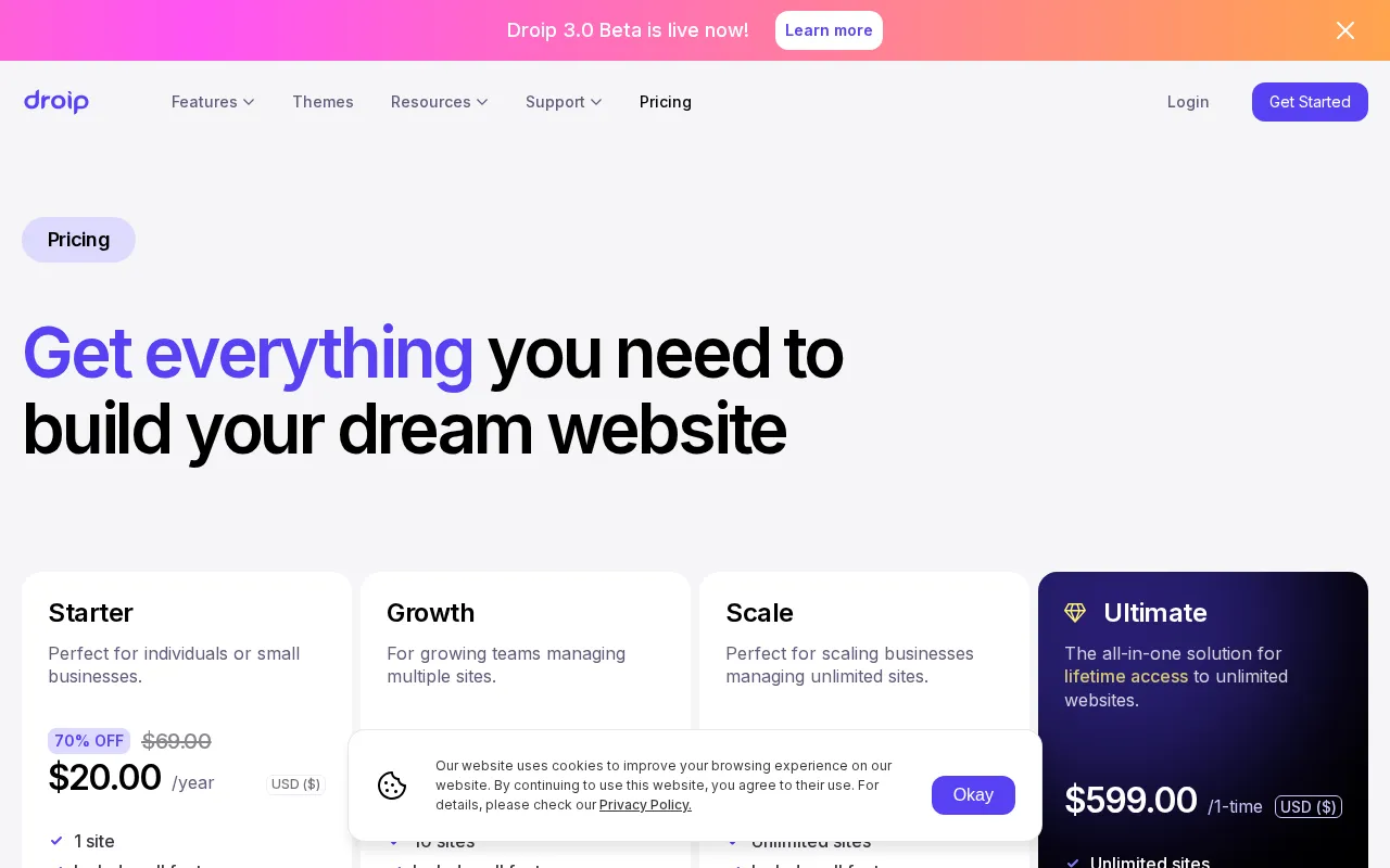 Droip — pricing page