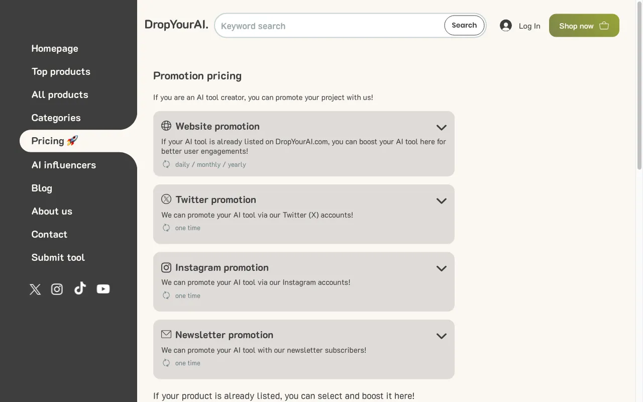 DropYourAI — pricing page