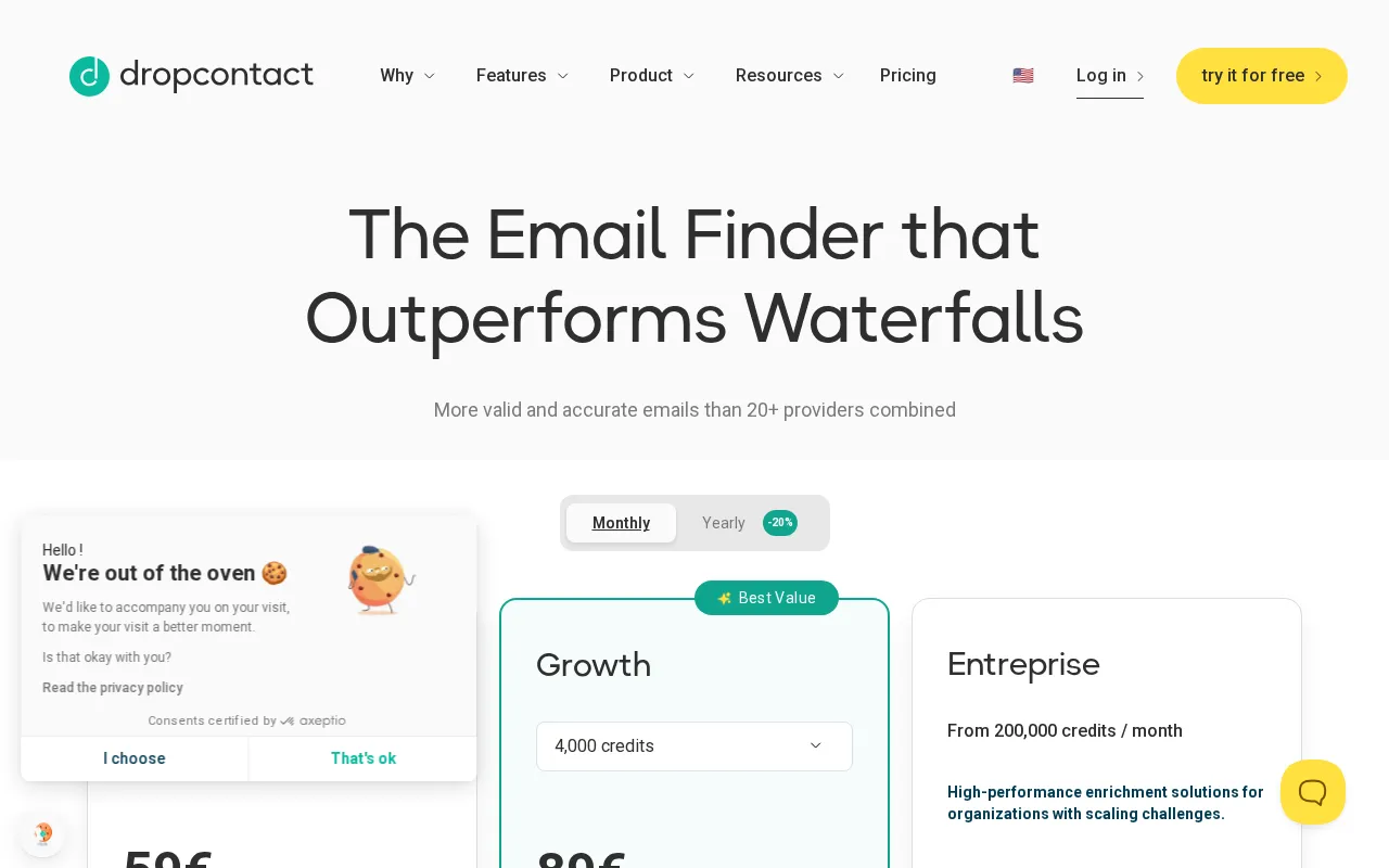 Dropcontact — pricing page