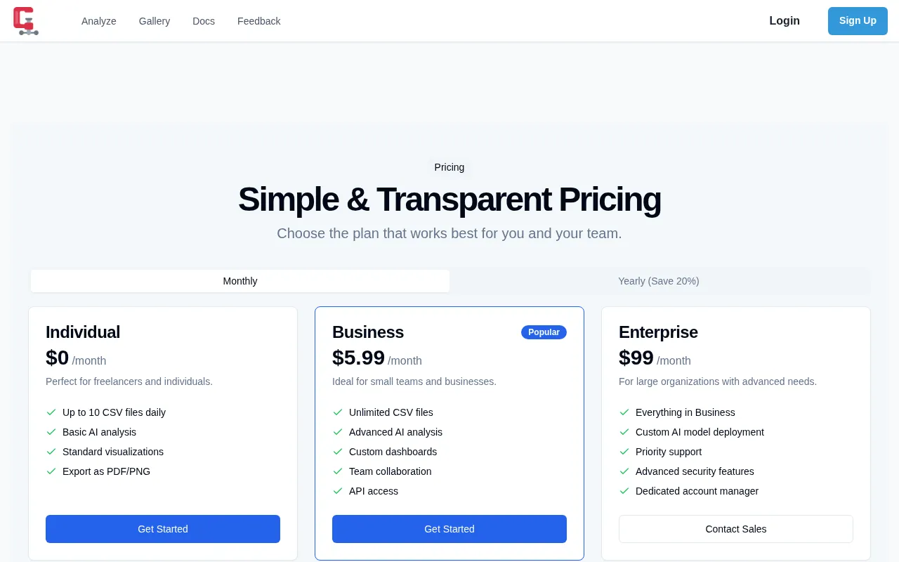 DropCSV — pricing page