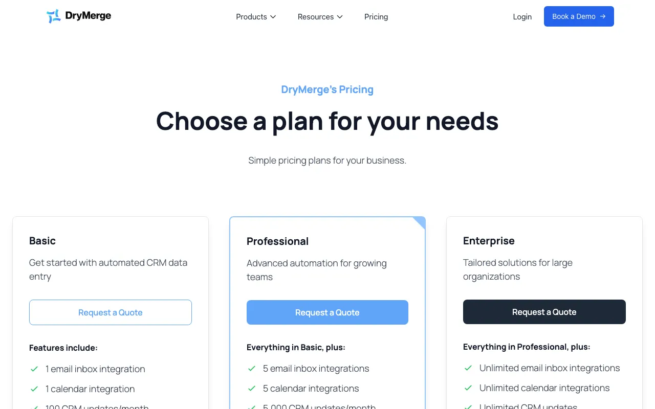 DryMerge — pricing page
