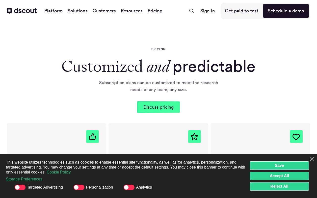 Dscout — pricing page