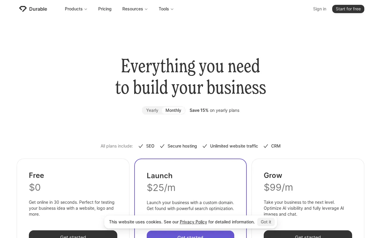 Dub — pricing page