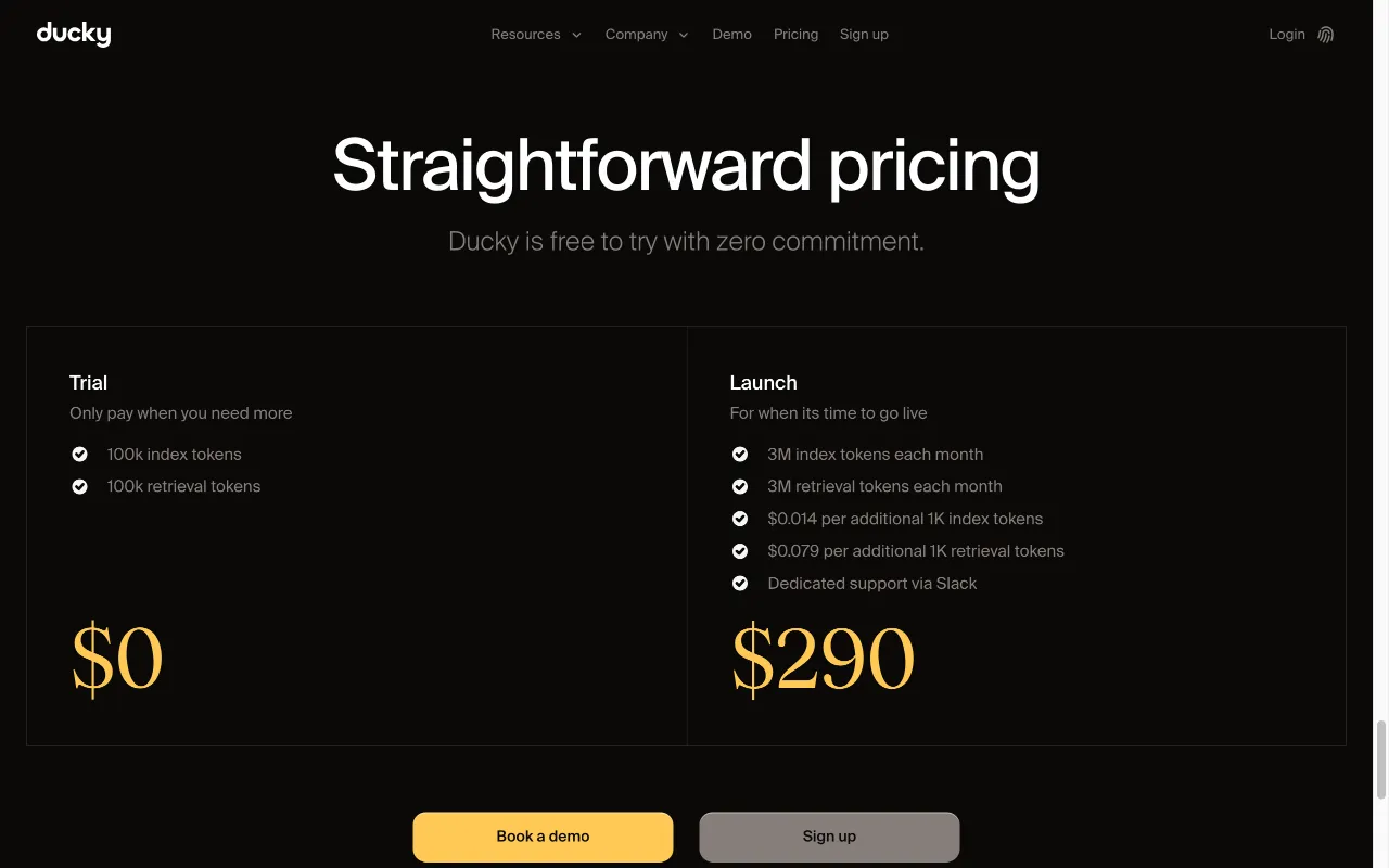 Ducky — pricing page