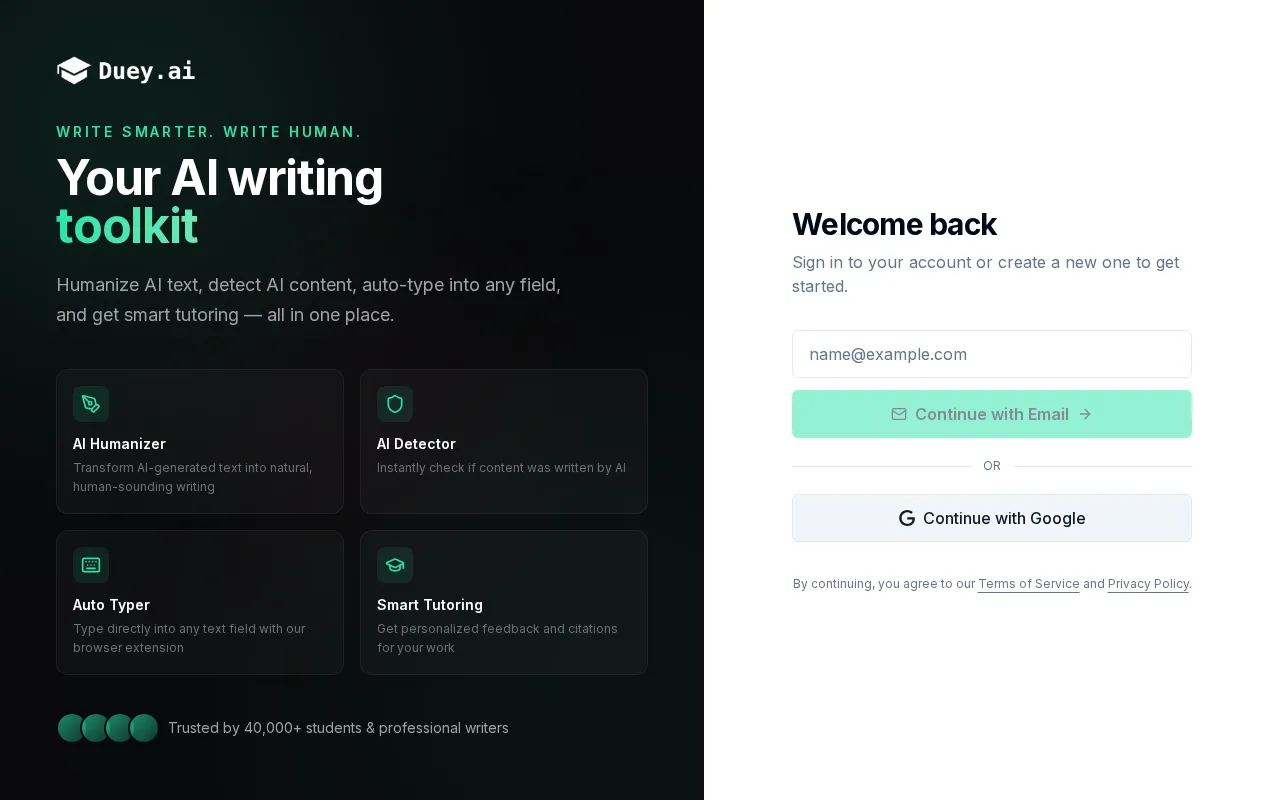 Duey AI — pricing page