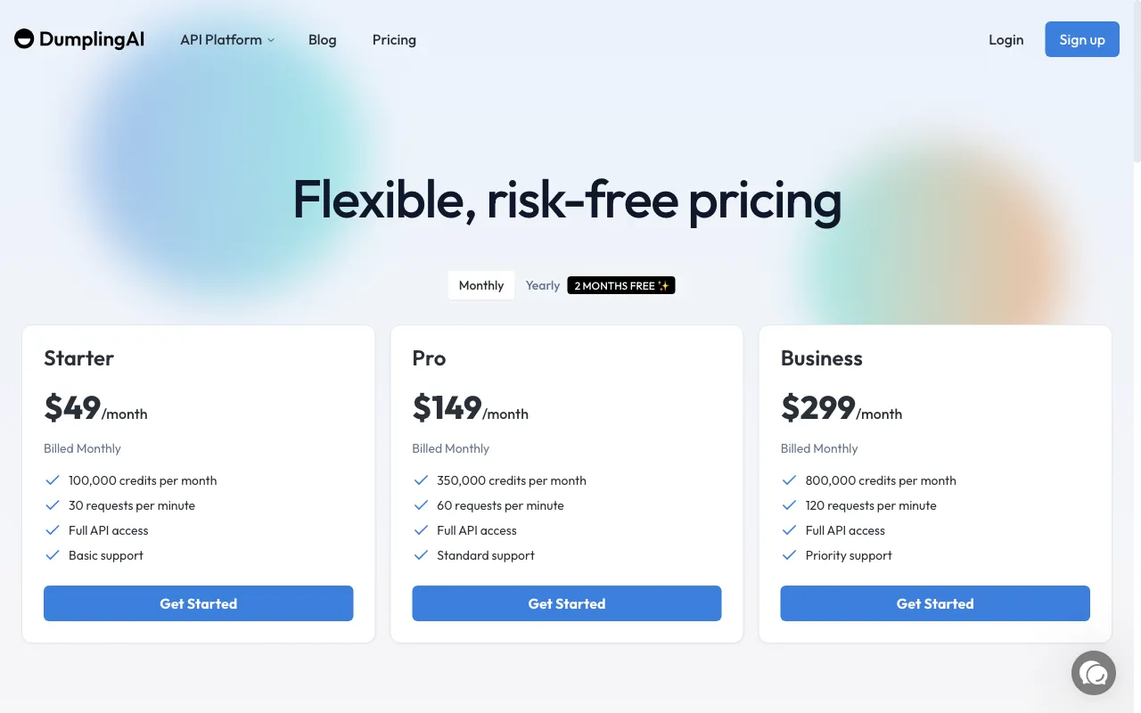 Dumpling AI — pricing page