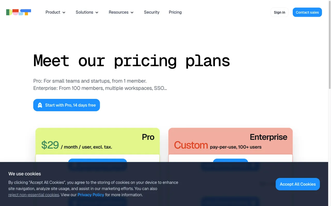 Dust — pricing page