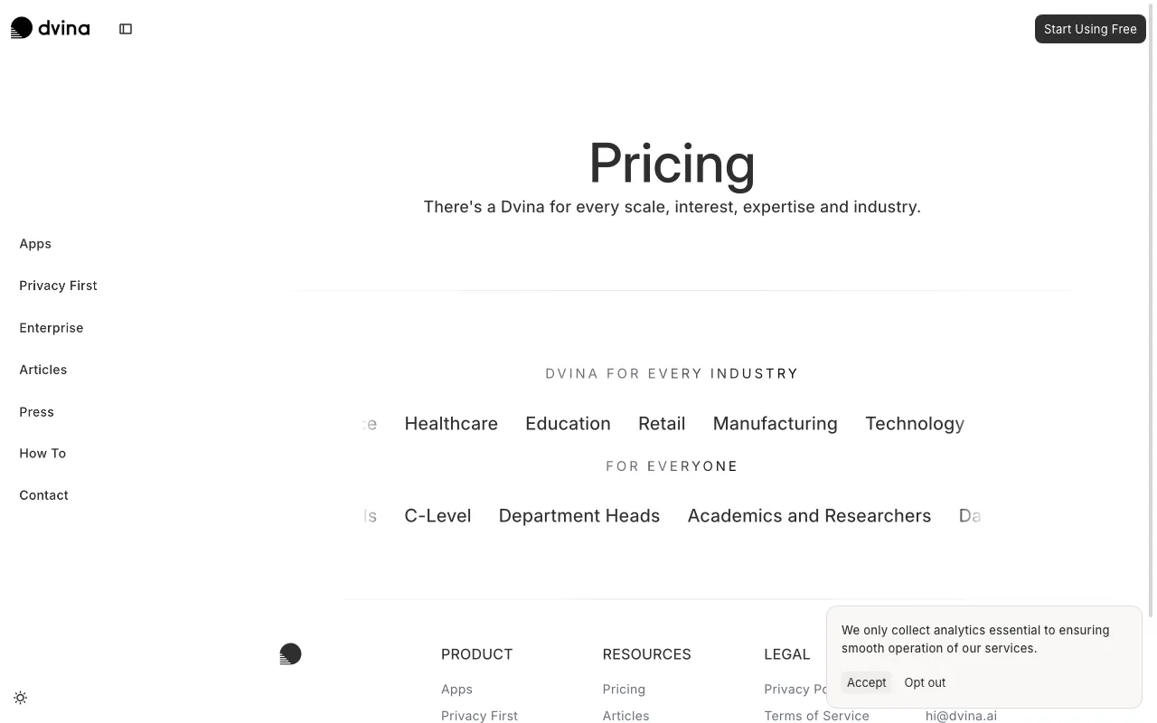 Dvina — pricing page