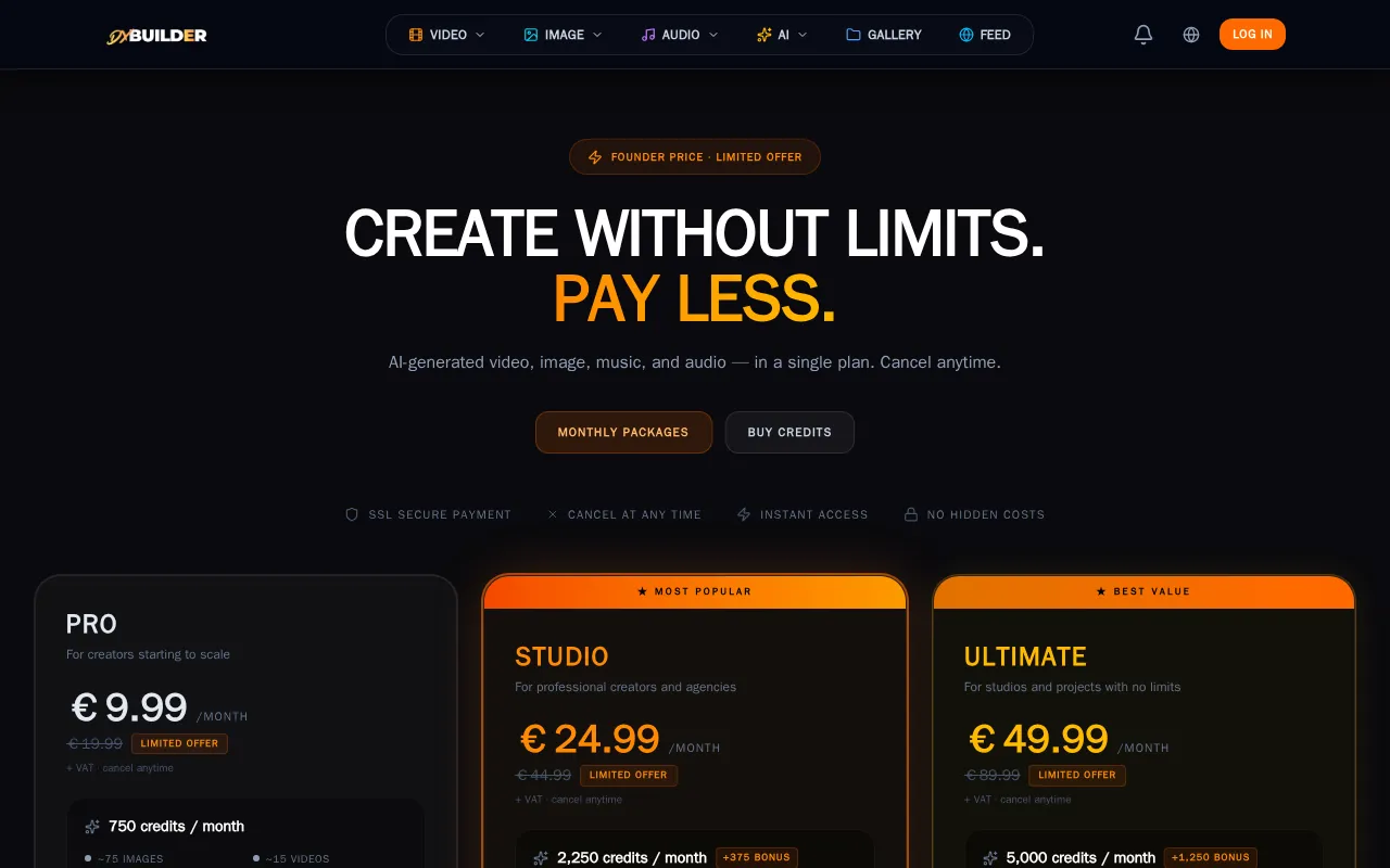 DX Builder — pricing page