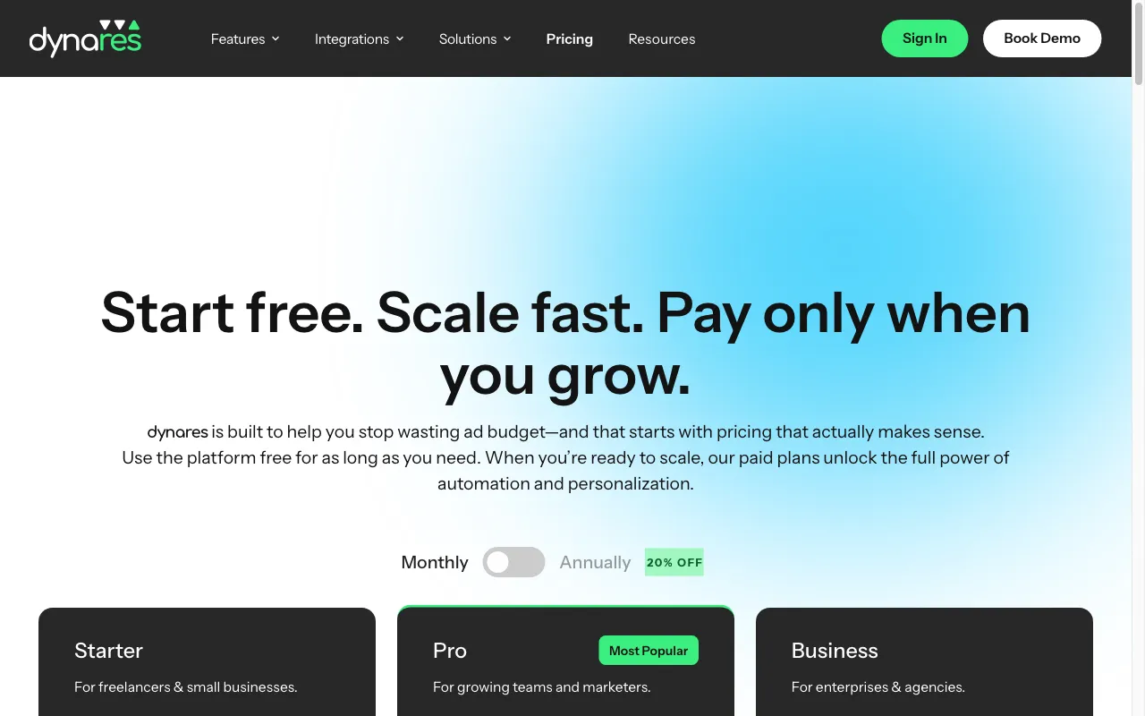 dynares — pricing page