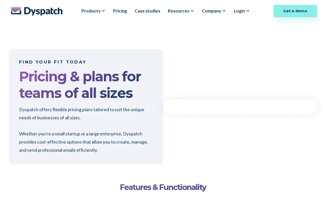Dyspatch — pricing page