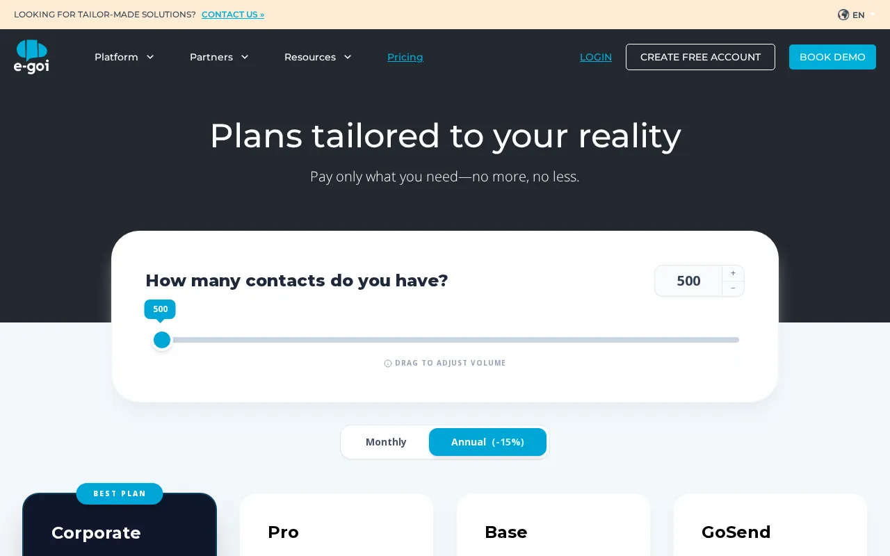 E-goi — pricing page