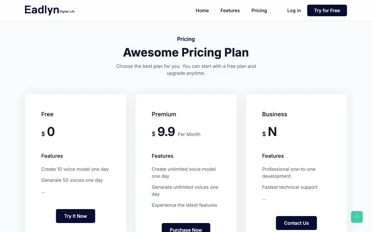 Eadlyn — pricing page