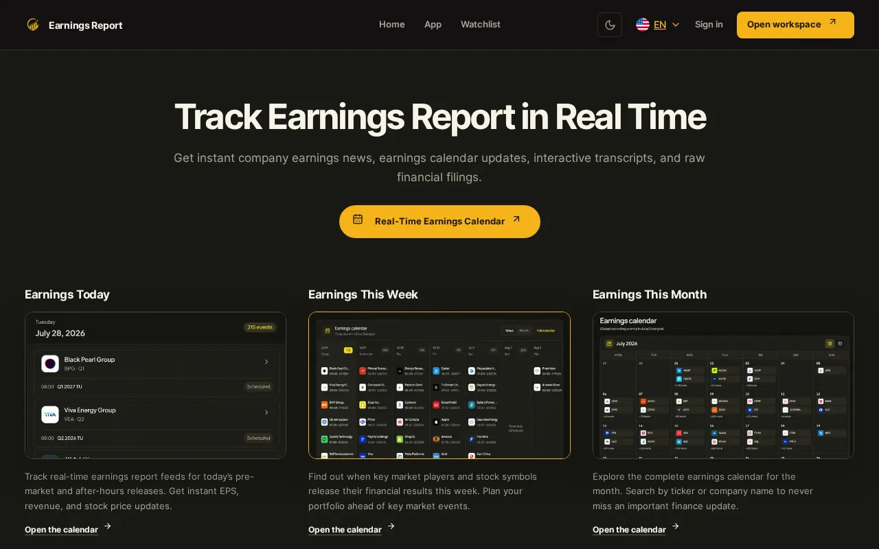 Earnings Report — preview screenshot