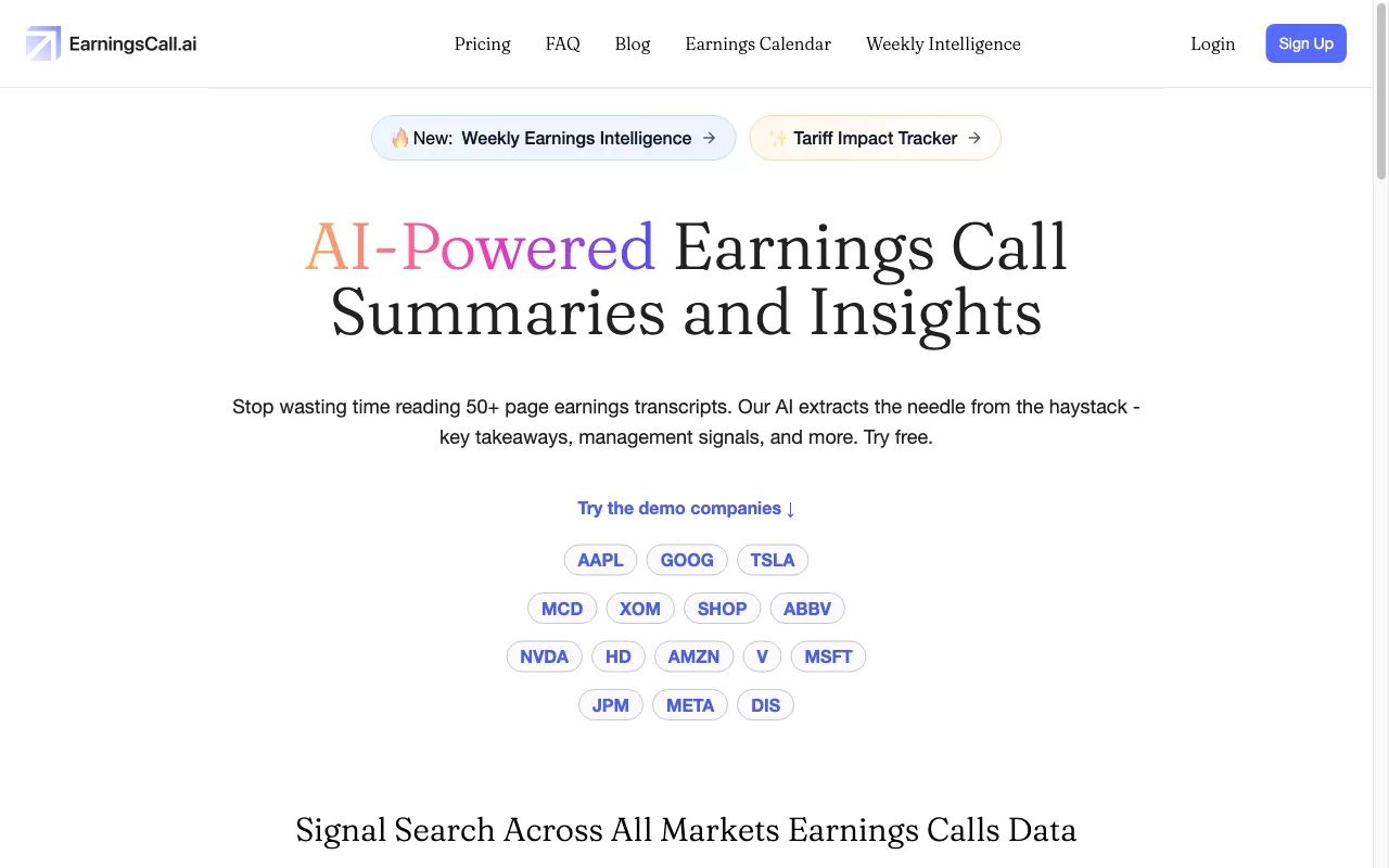 EarningsDigest.ai — preview screenshot