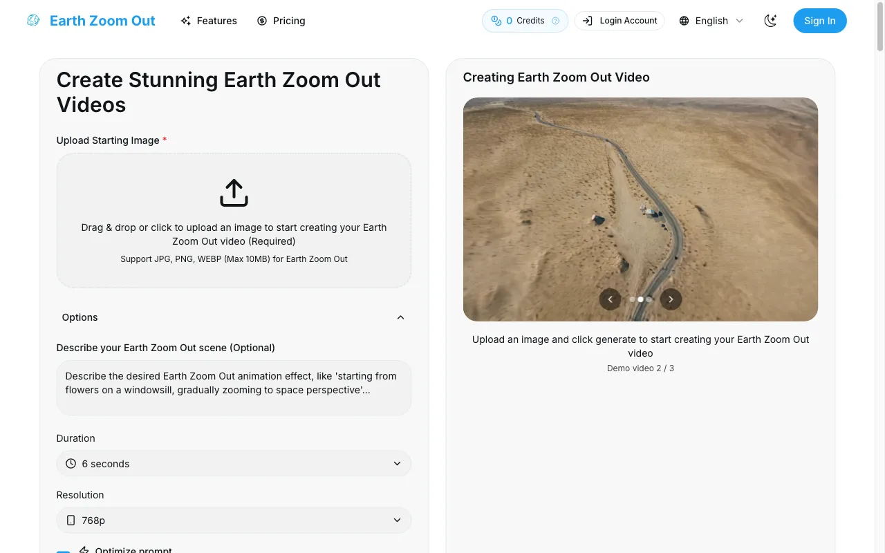 Earth Zoom Out AI — preview screenshot