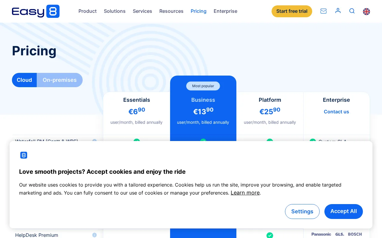 Easy8 — pricing page