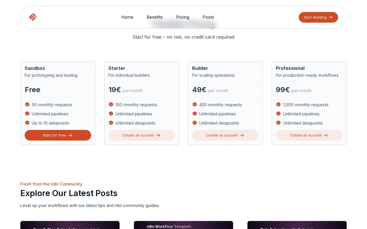 Easybits — pricing page