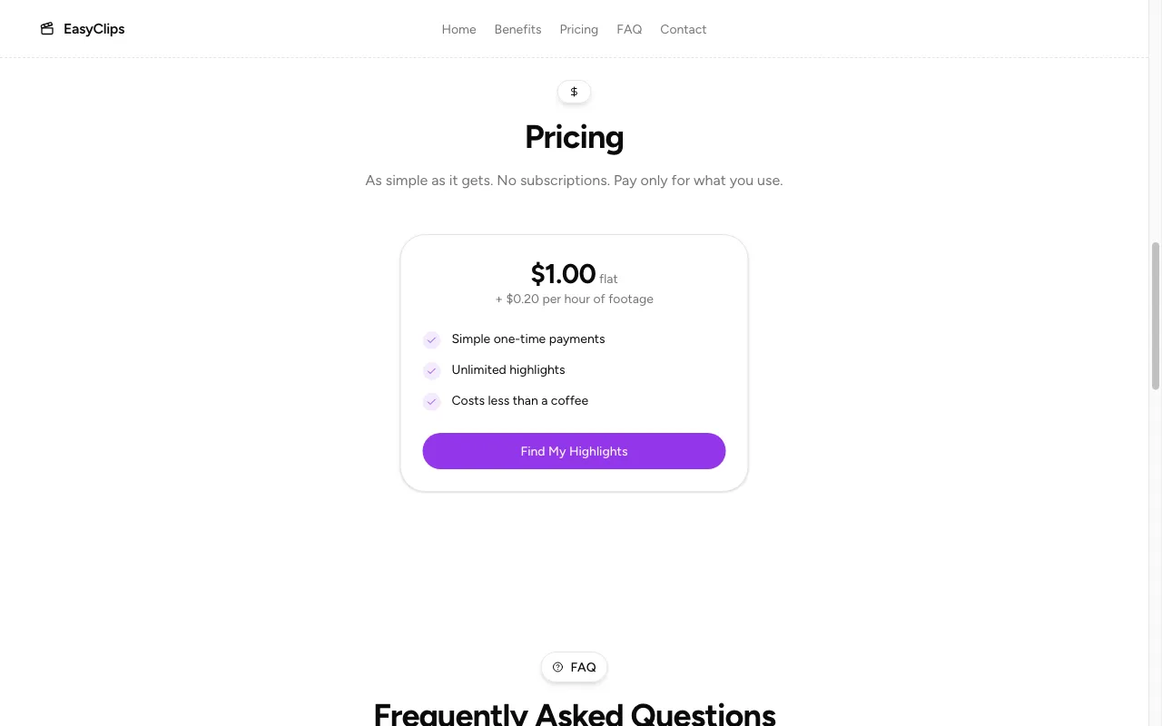 EasyClips — pricing page