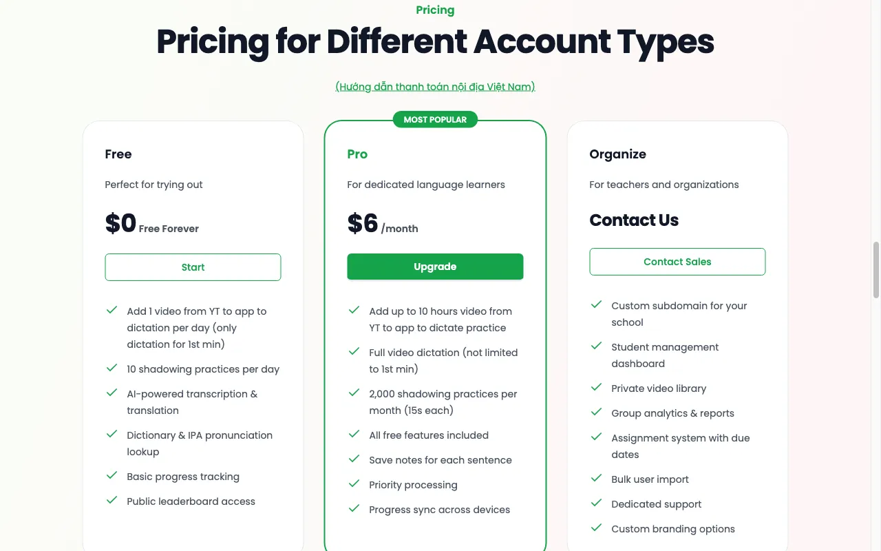 EasyDictation.app — pricing page