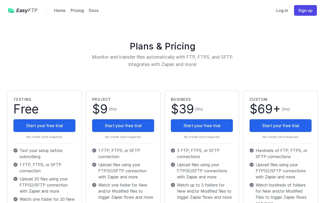 Easyftp — pricing page