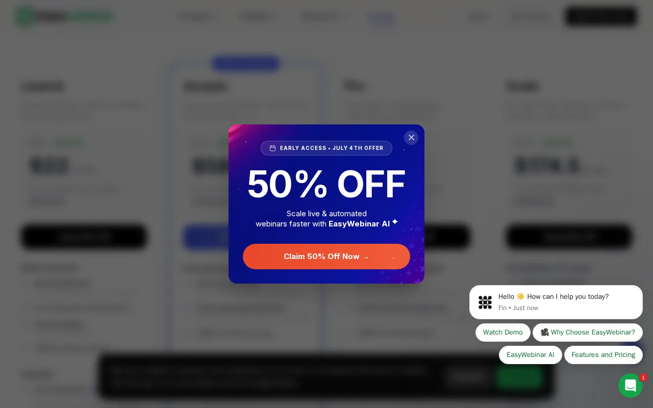 Easywebinar — pricing page