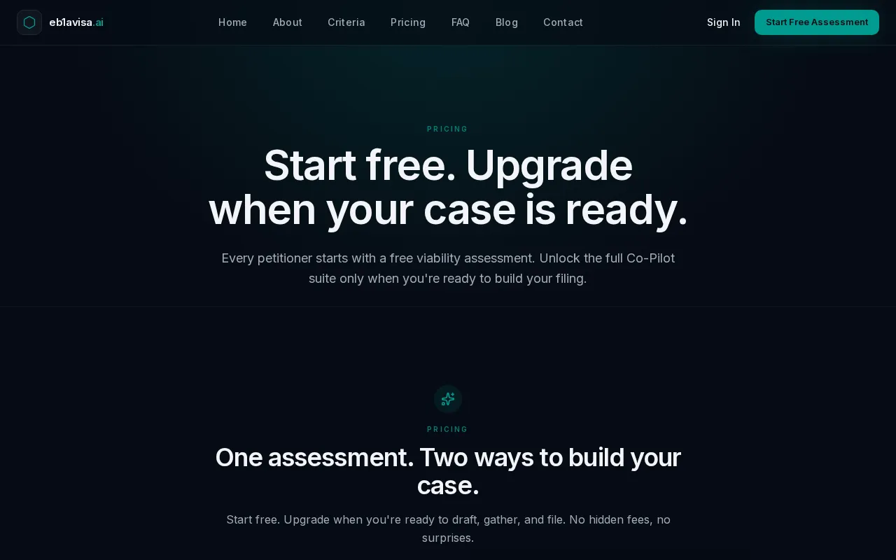 eb1avisa.ai — pricing page