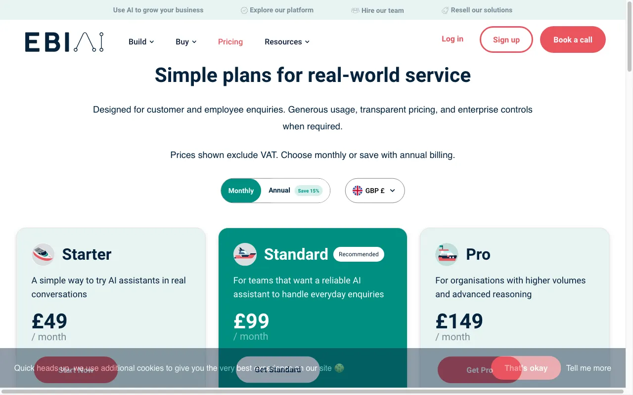 Ebi.Ai — pricing page