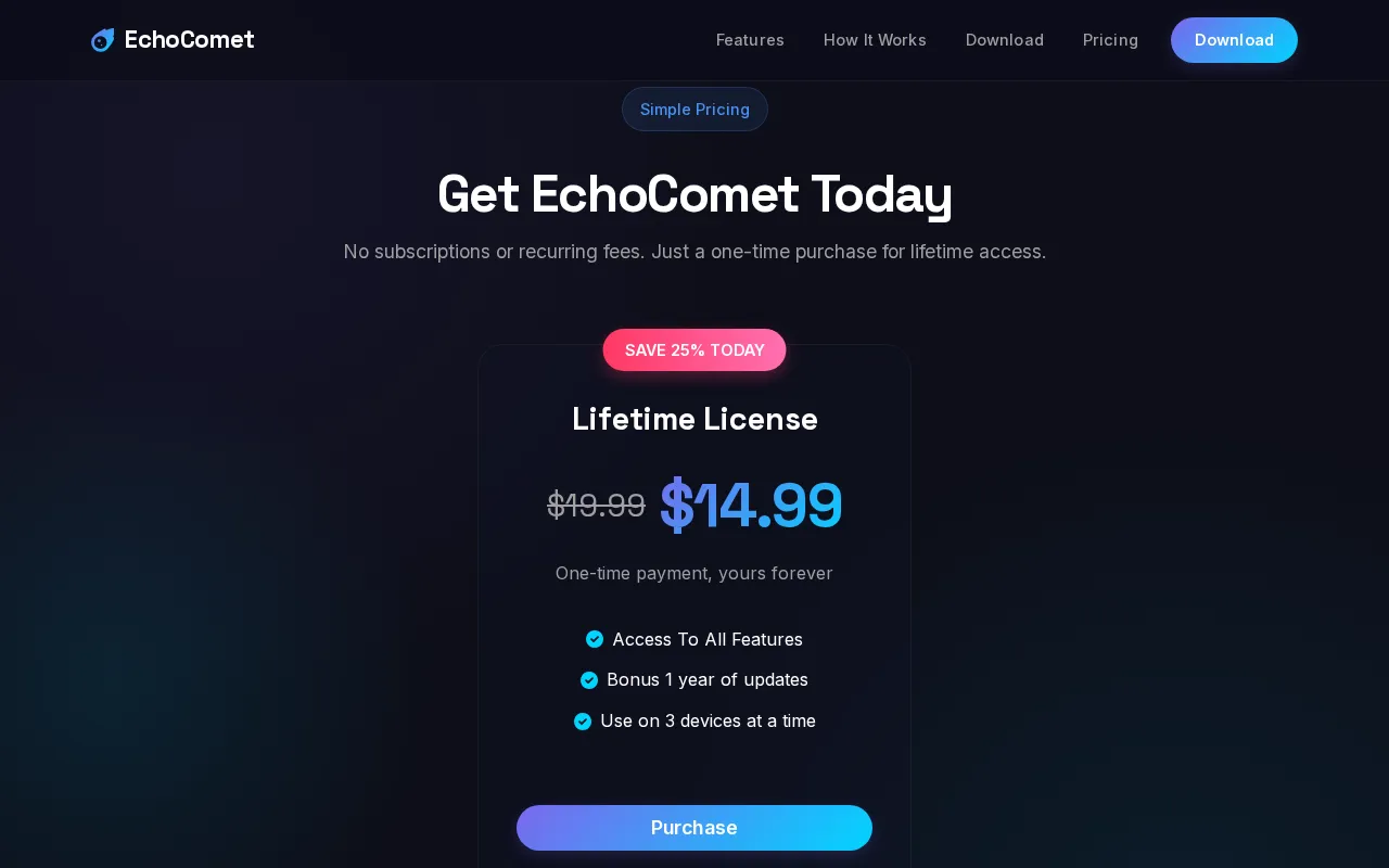 EchoComet — pricing page