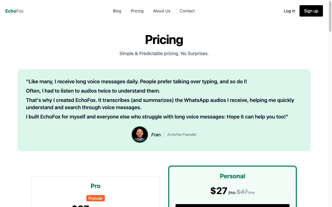EchoFox — pricing page