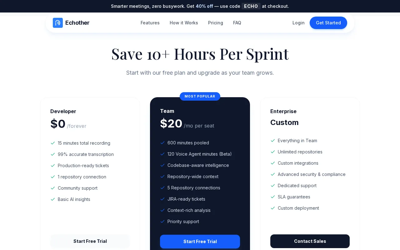 Echother — pricing page