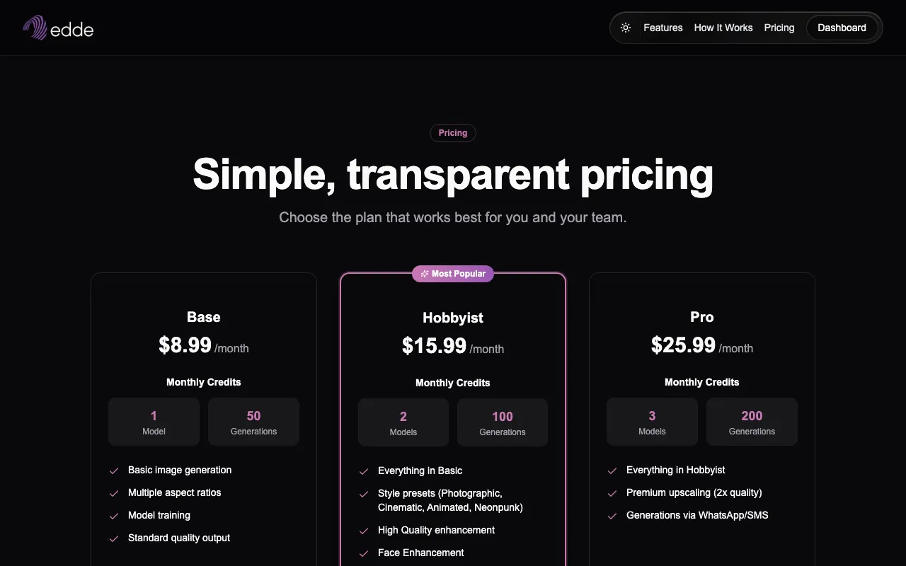 Edde AI — pricing page
