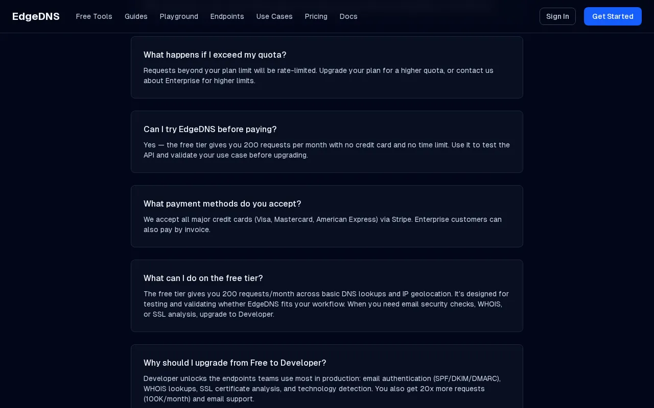 EdgeDNS — pricing page