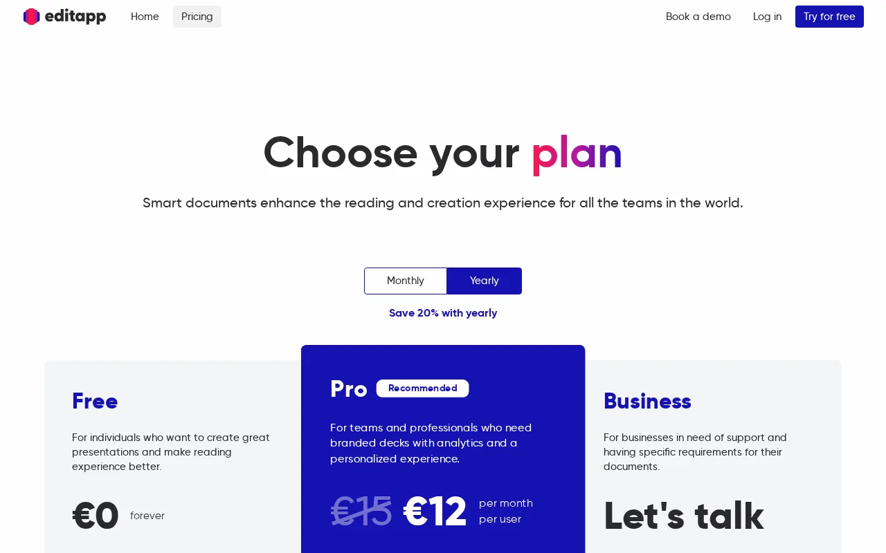 Editapp — pricing page