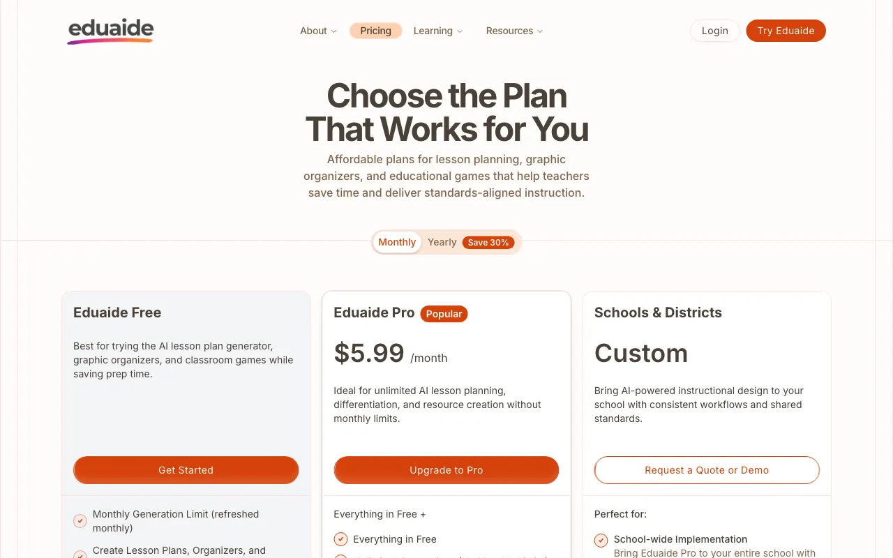 Eduaide.Ai — pricing page