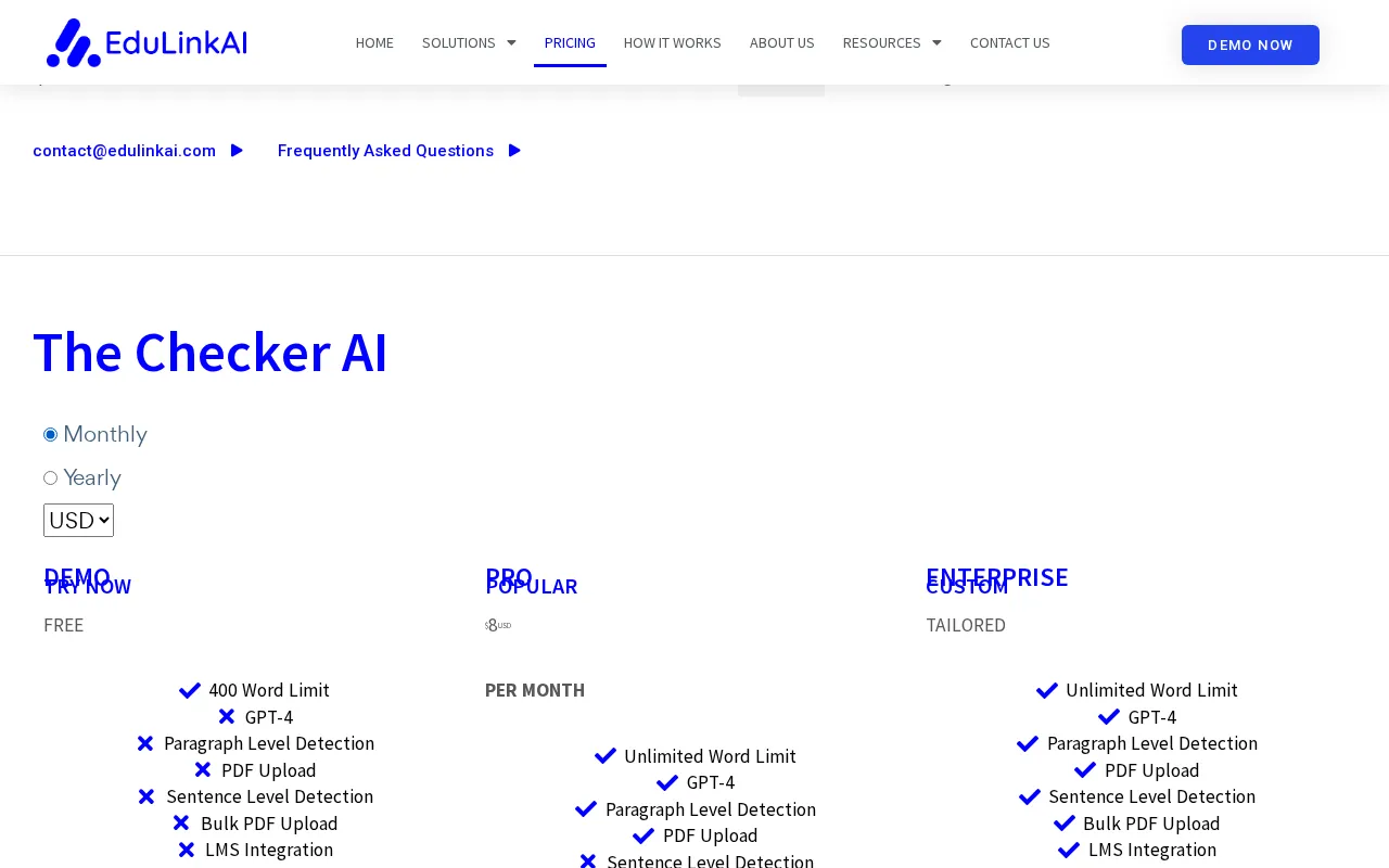 EduLink AI — pricing page