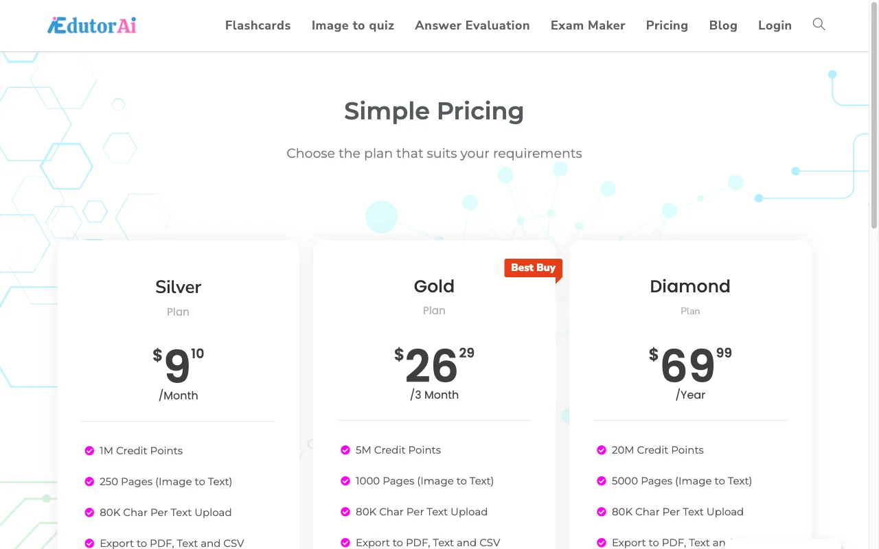 Edutor AI — pricing page
