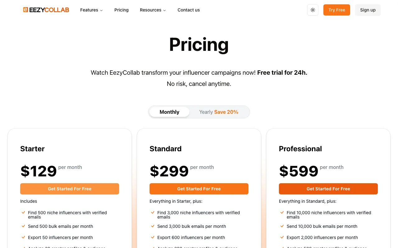 eezyCollab — pricing page