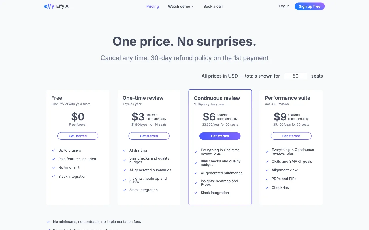 Effy — pricing page