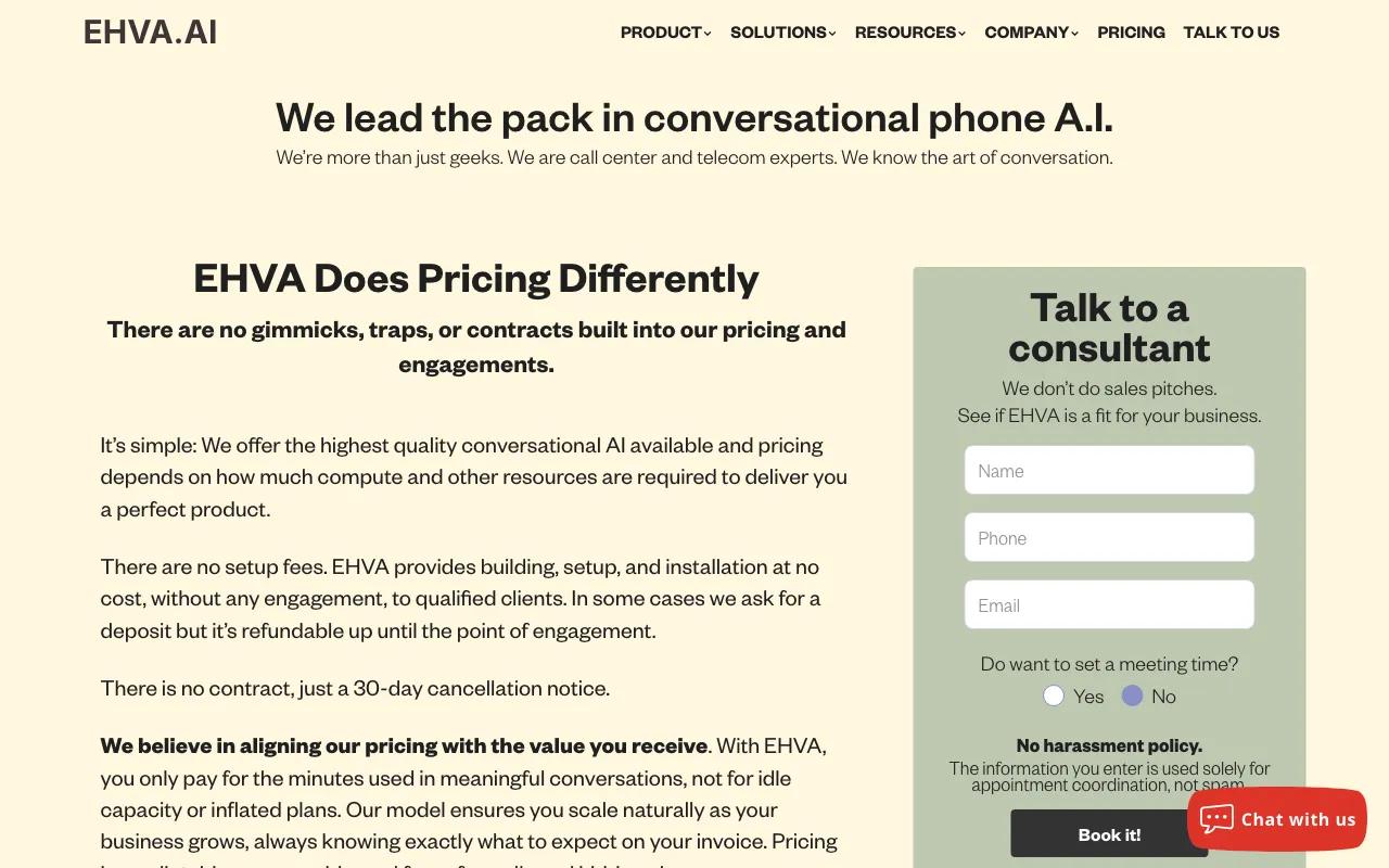EHVA.ai — pricing page